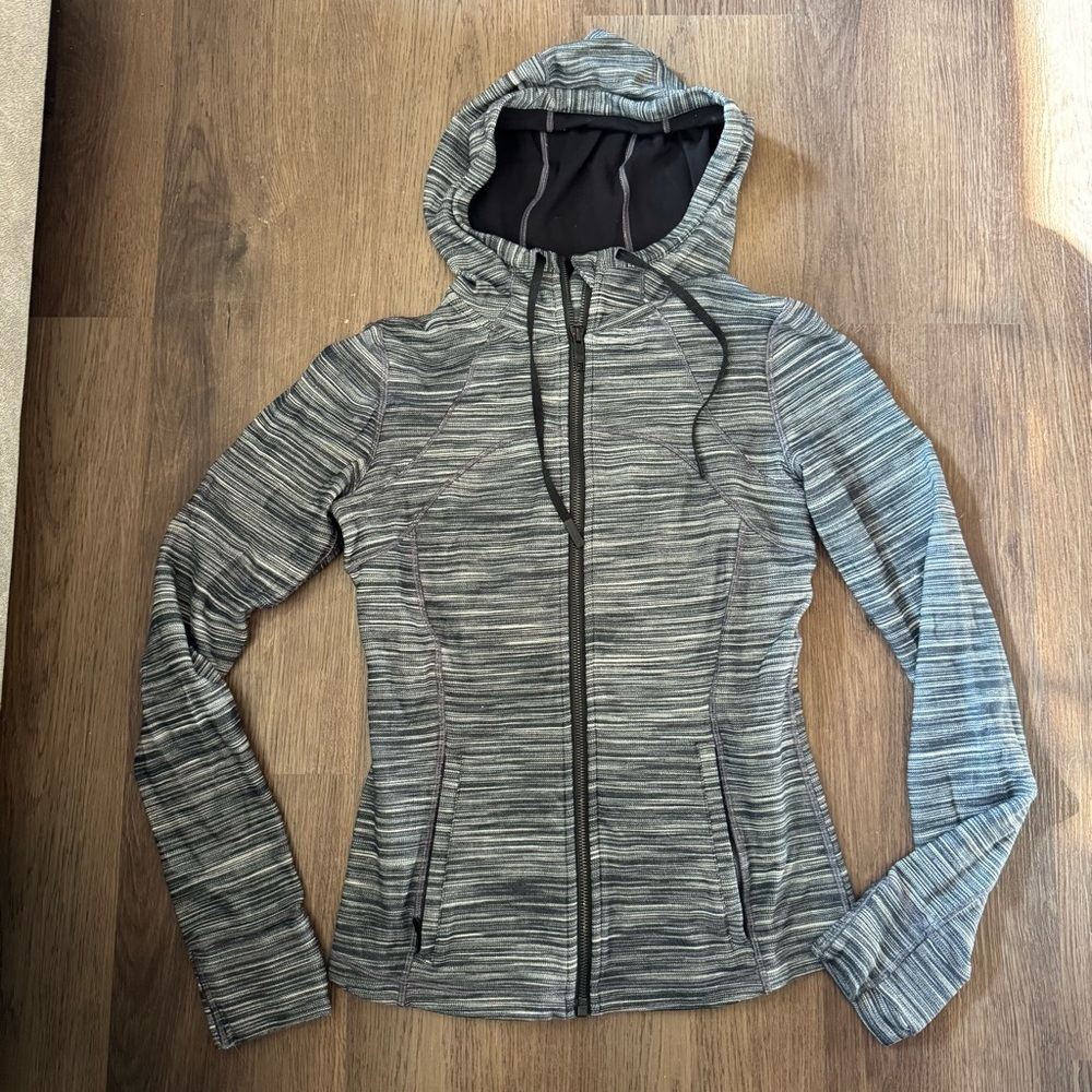 Lululemon Womens Full Zip Hoodie Heathered Stripe Athletic‎ Jacket Small